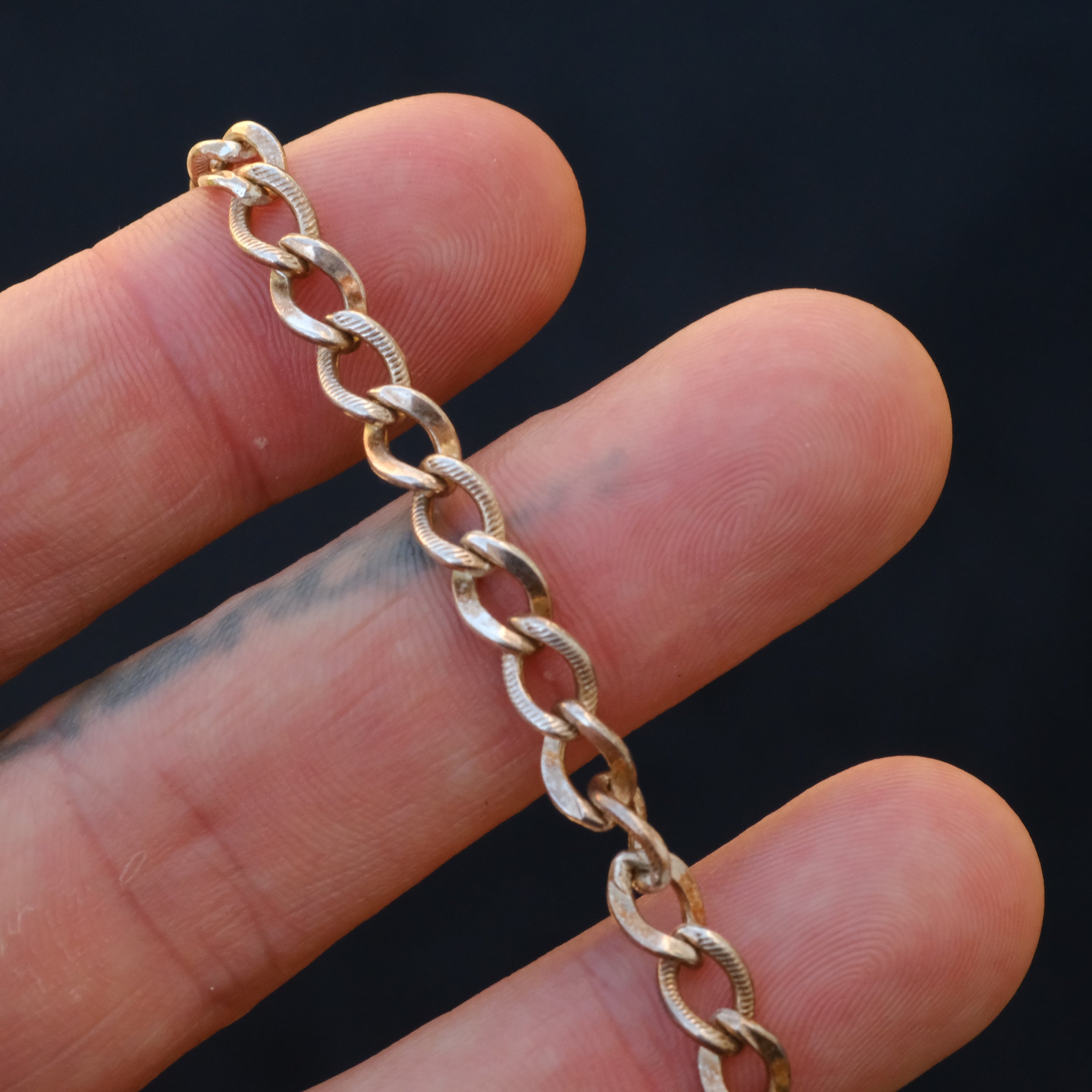 Vintage Sterling Silver Curb Chain Bracelet