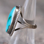 Vintage Sterling Turquoise Roper Ring 6.75