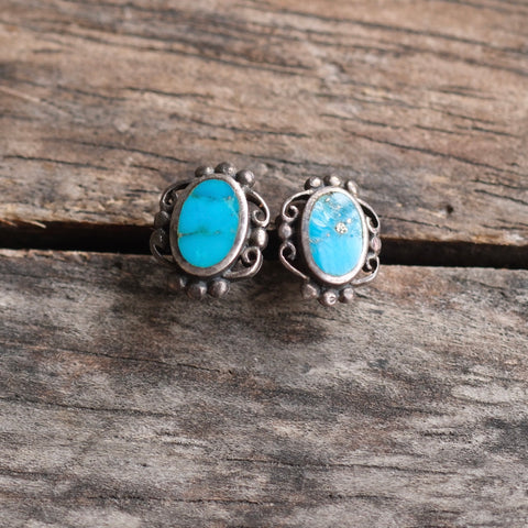 Vintage Sterling Turquoise Stud Earrings