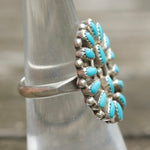 Vintage Sterling Turquoise Cluster Ring 6.25
