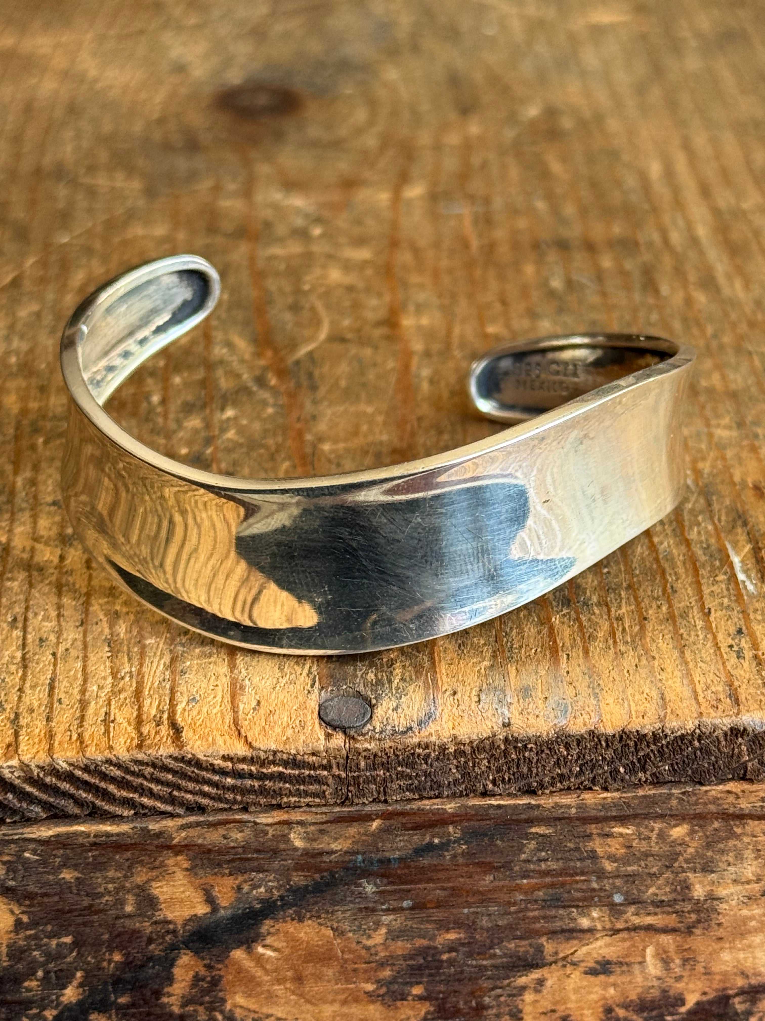 Vintage Sterling Silver Modernist wave Cuff
