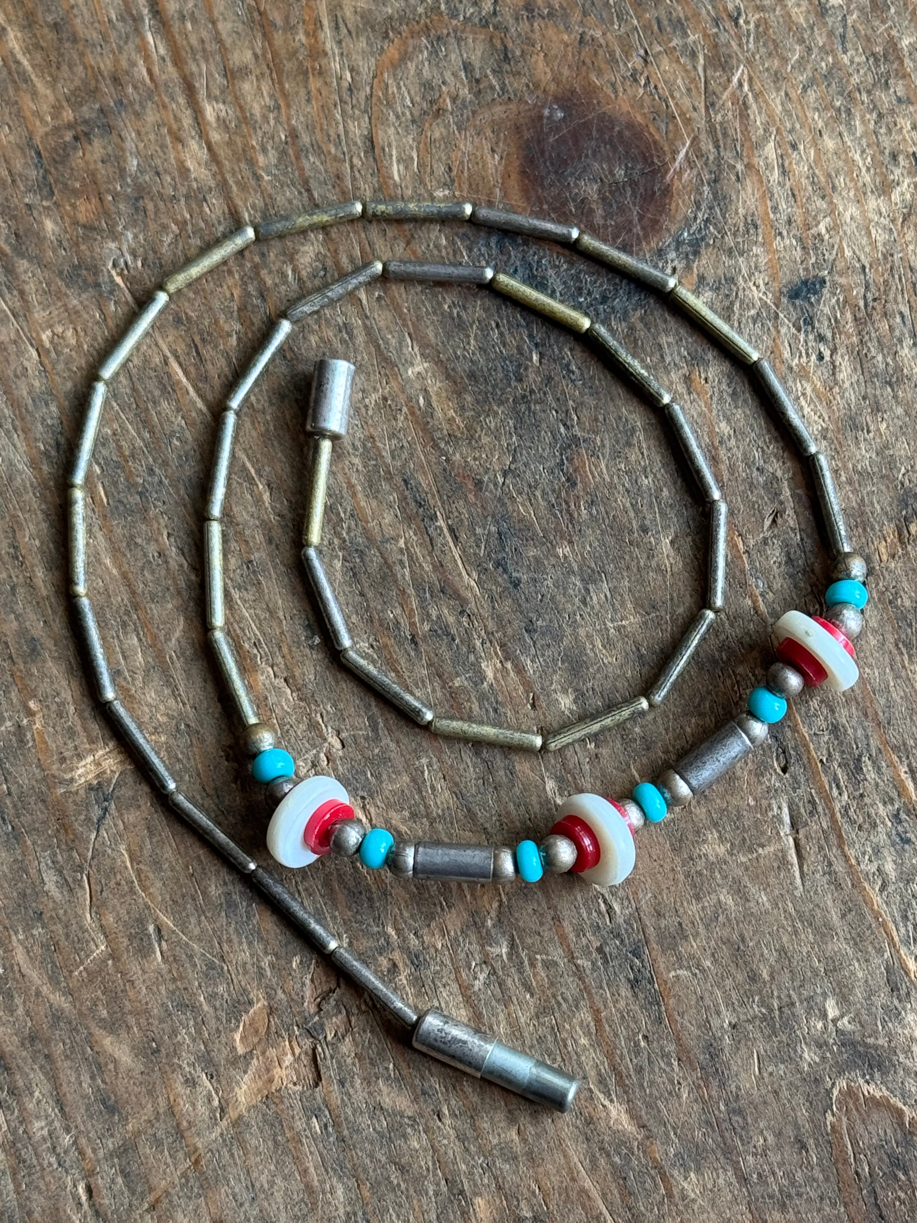 Vintage Sterling Silver Multi Stone Liquid Silver Beaded Necklace