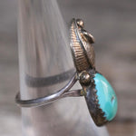 Vintage Sterling Turquoise Feather Ring 7