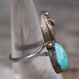 Vintage Sterling Turquoise Feather Ring 7