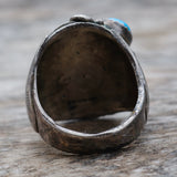 Vintage Sterling Turquoise and Coral Eagle Ring 11