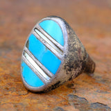 Vintage Sterling Turquoise and MOP Inlay Ring 9.25