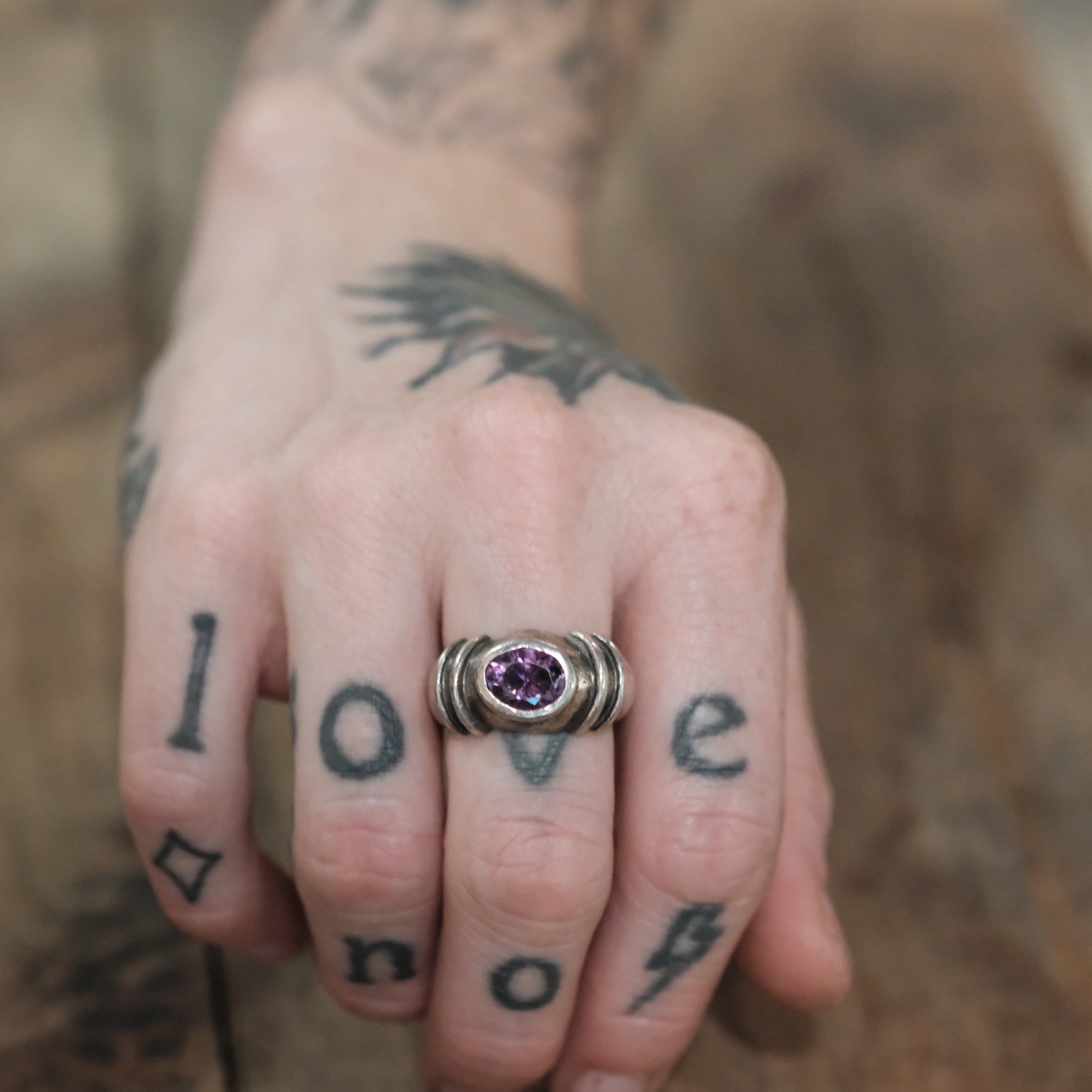 Vintage Sterling Amethyst Ring 7
