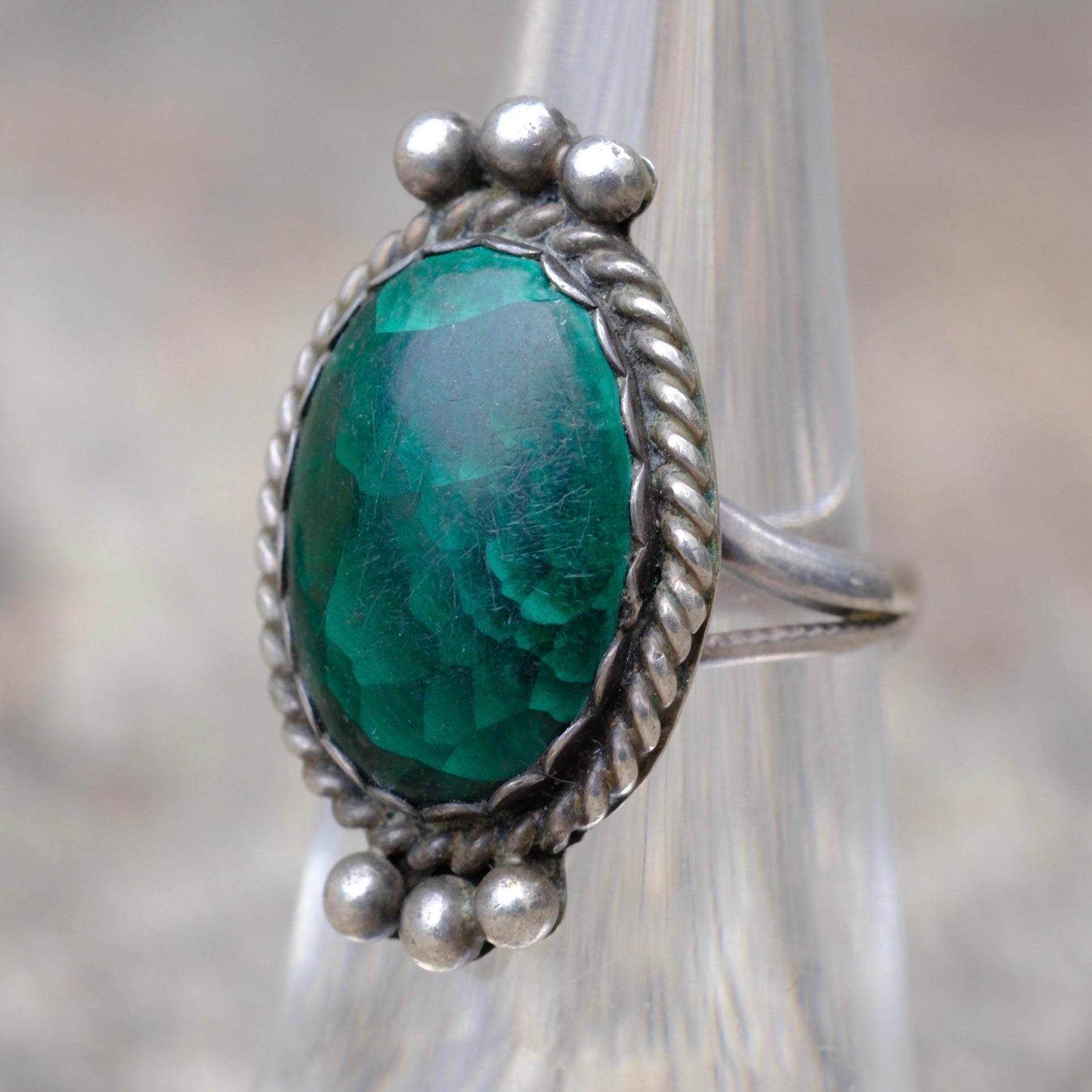 Vintage Sterling Chrysocolla Roper Ring 5.5