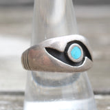Vintage Sterling Turquoise Inlay Band 9.5