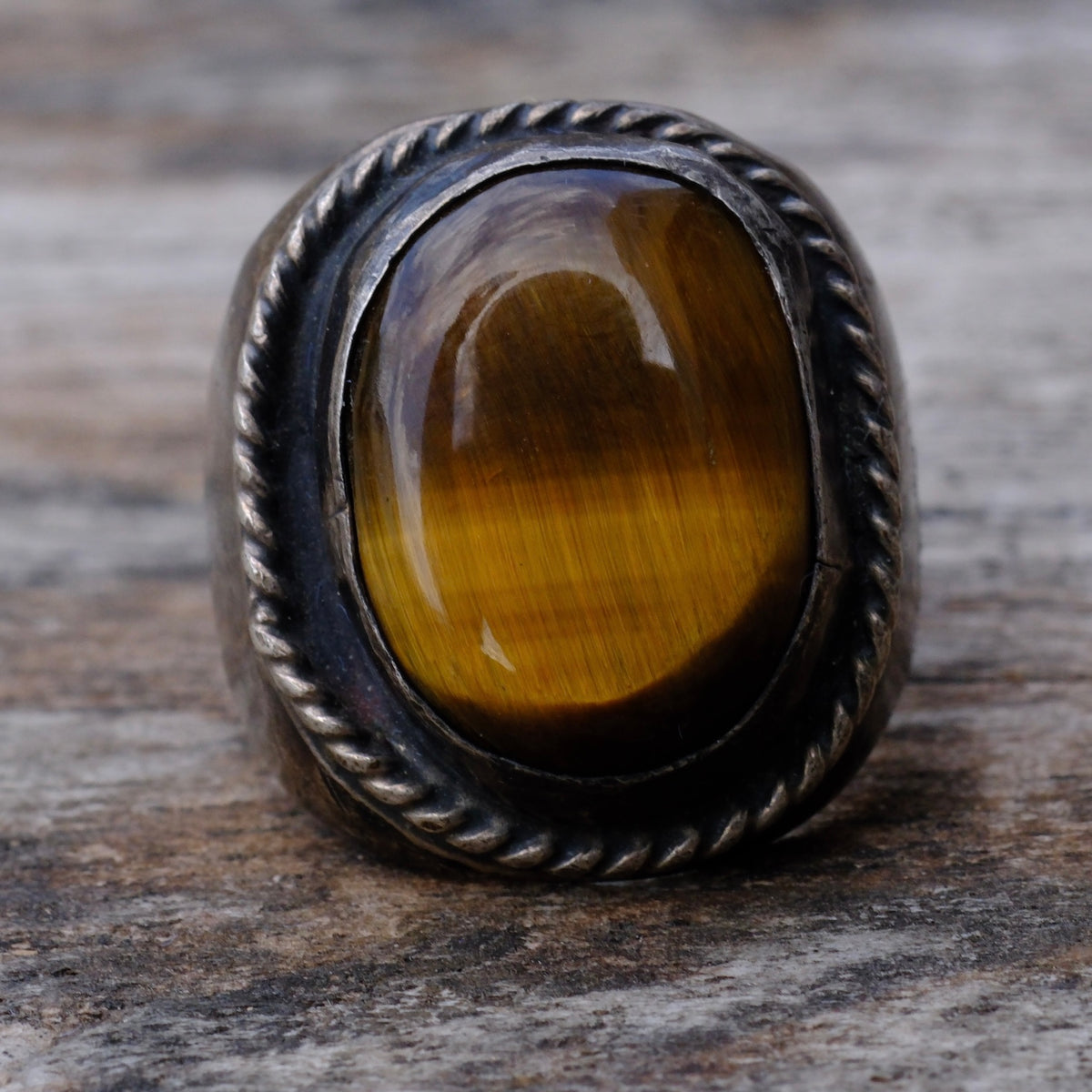 Vintage Sterling Tigers Eye Ring 7.75
