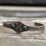 Vintage Sterling Turquoise Crossed Arrows Cuff