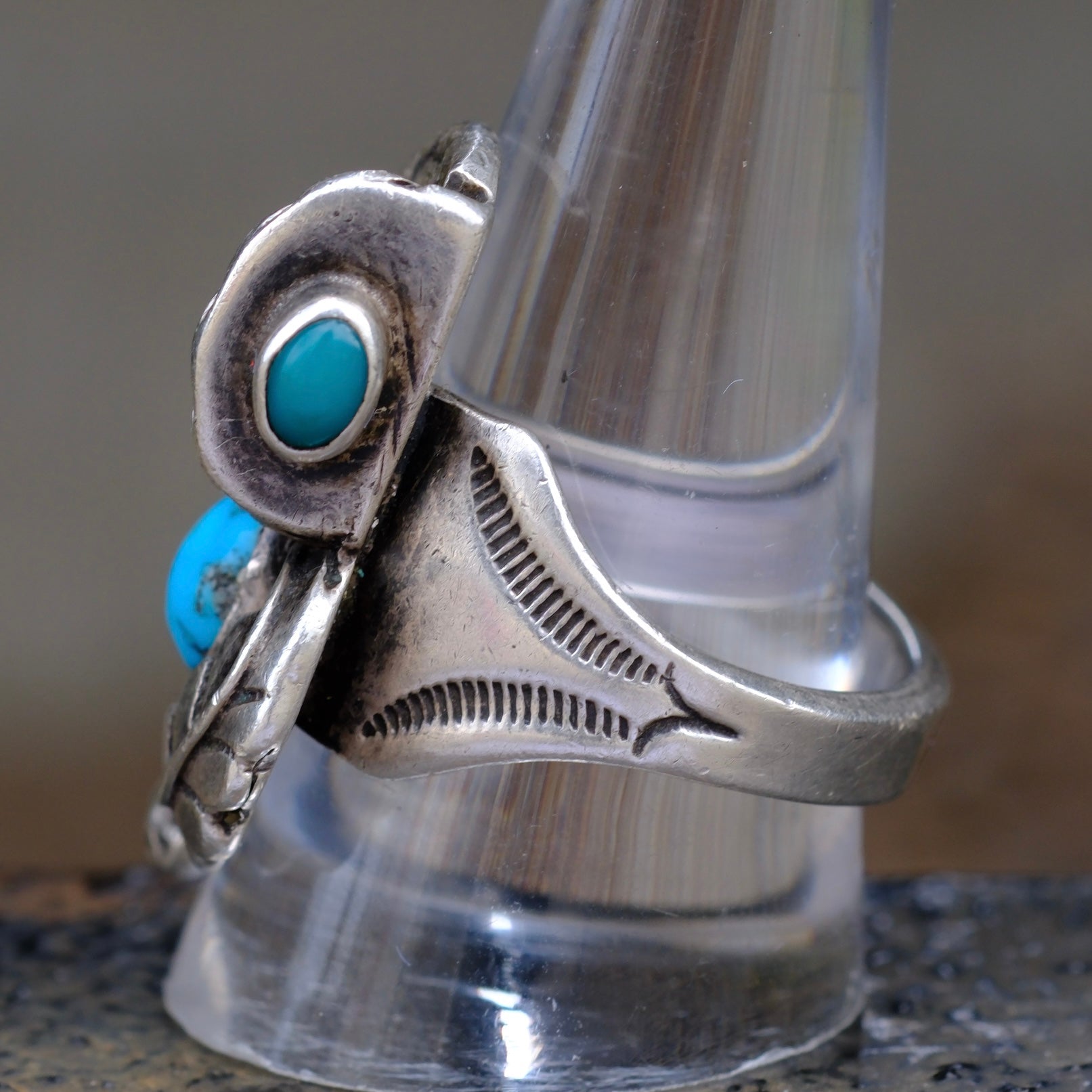 Vintage Sterling Turquoise Claw Ring 11.25