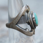 Vintage Sterling Turquoise Sandcast Ring 7.5