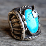 RARE Vintage Sterling Turquoise Snake Ring 8