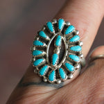 Vintage Sterling Turquoise Cluster Ring 6.25