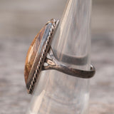 Vintage Sterling Jasper Feather Ring 7