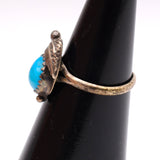 Vintage Sterling Turquoise Feather Ring 6