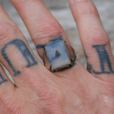 Vintage Sterling Agate Signet Ring 8.25