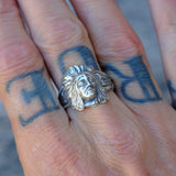 Vintage Sterling Big Chief Ring 10.5