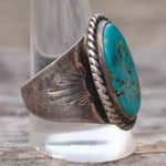 Vintage Sterling Turquoise Stamped Band Ring 11.75
