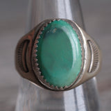 Vintage Sterling Turquoise Stamped Band Ring 9.25