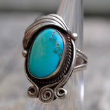 Vintage Sterling Turquoise Feather Ring 5.5