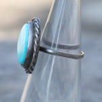 Vintage Sterling Turquoise Roper Ring 4.75