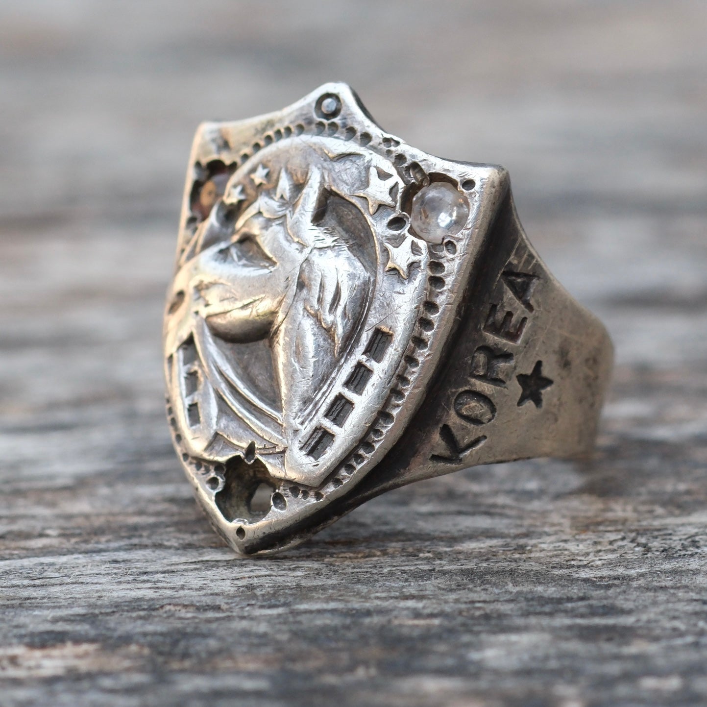 Vintage Sterling Lucky Horseshoe WWII Ring 7.5