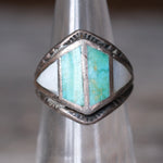Vintage Sterling Turquoise and Mother Of Pearl Inlay Band 5
