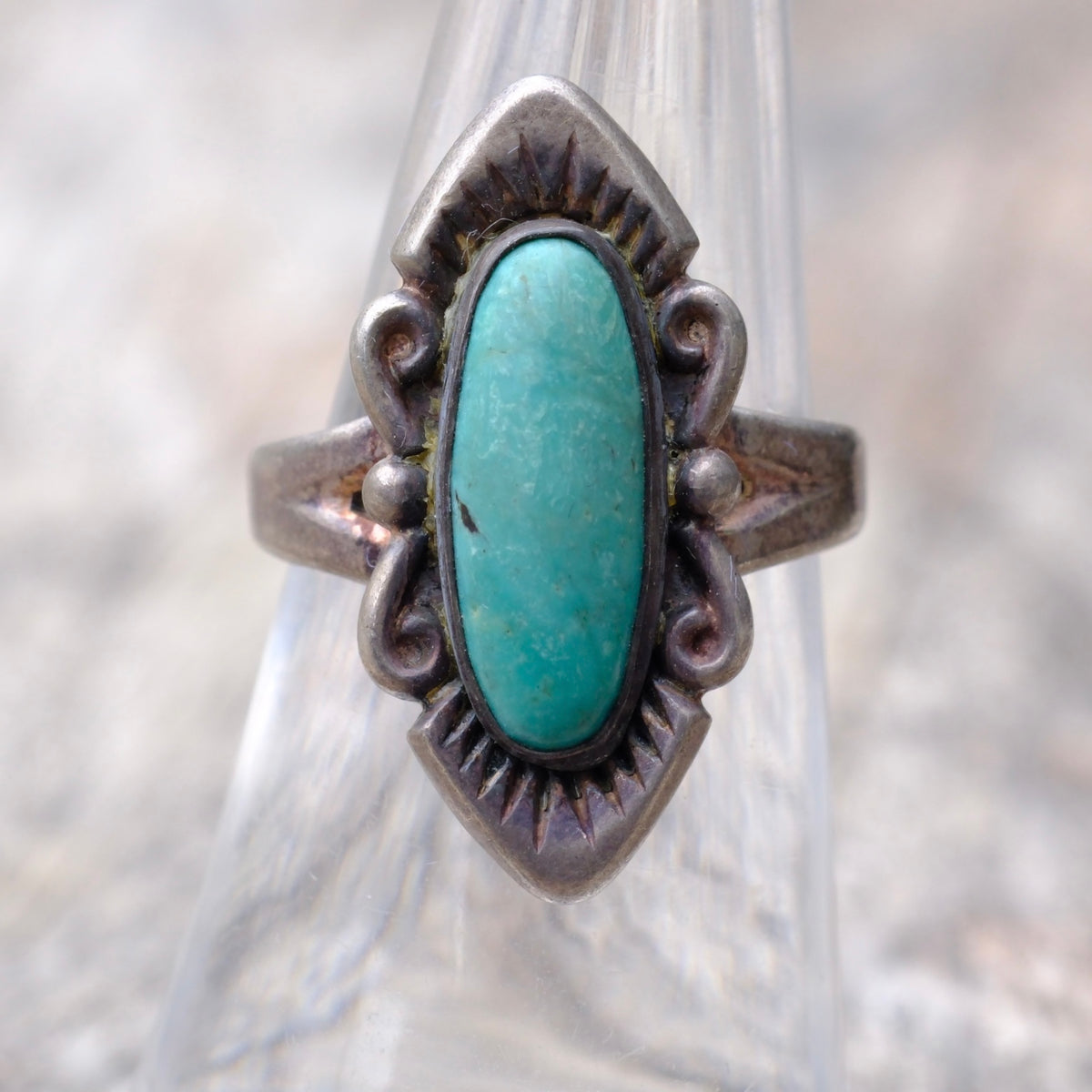 Vintage Sterling Turquoise Ring 6.5