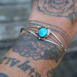 Vintage Sterling Turquoise Feather Cuff