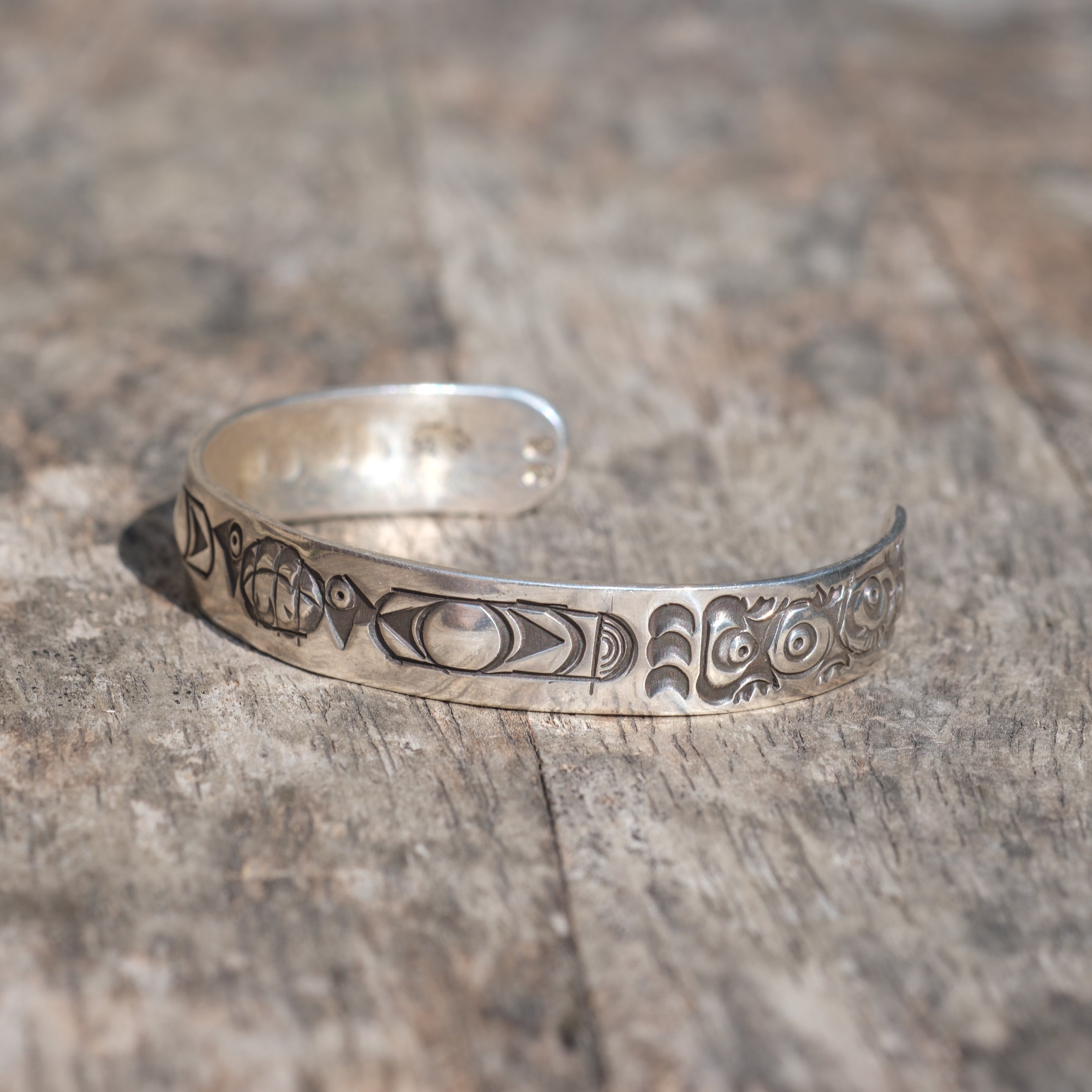 Vintage Sterling Silver Bird Stamped Cuff
