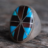 Vintage Sterling Turquoise and Shell Inlay Ring 10