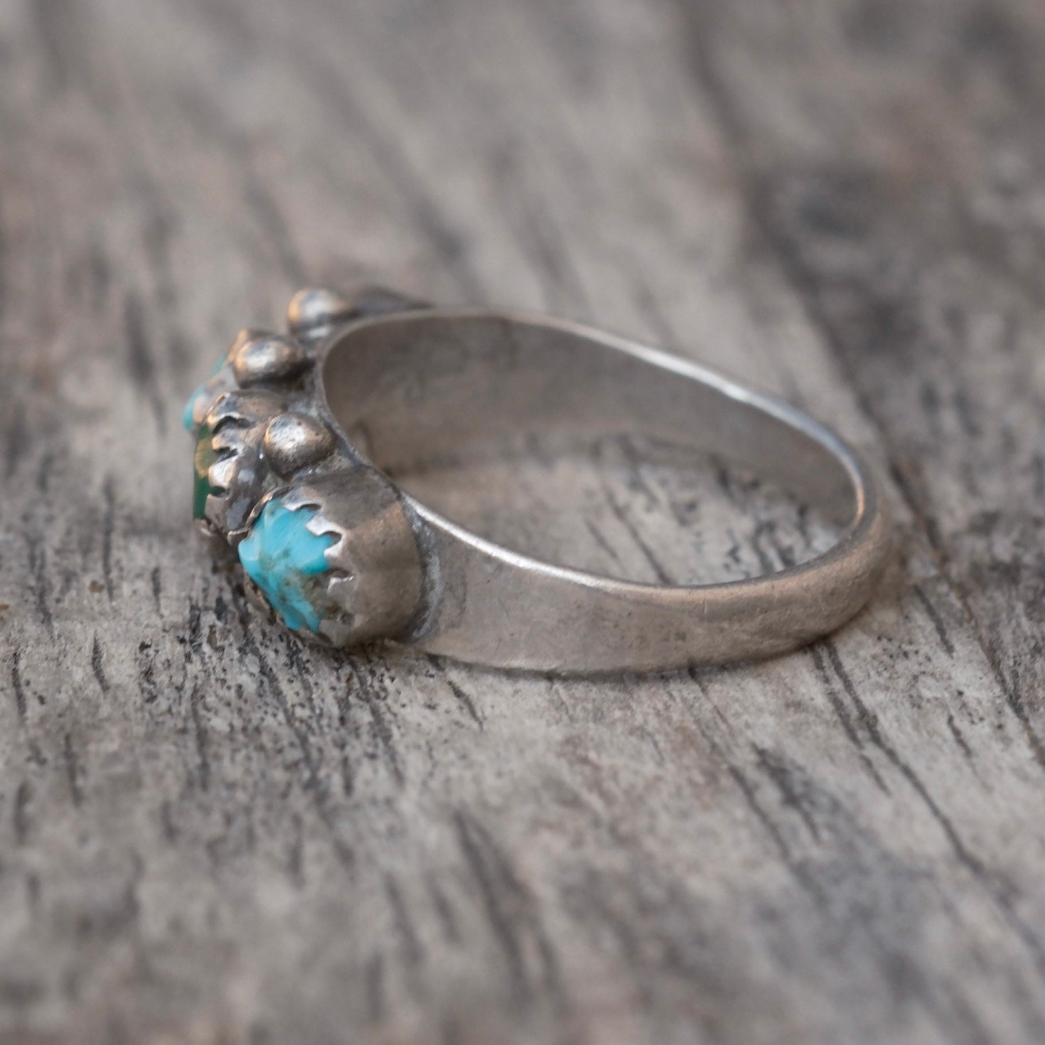 Vintage Sterling Turquoise Inlay Ring 6