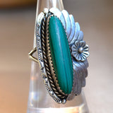Vintage Sterling Malachite Blossom Ring 6.75