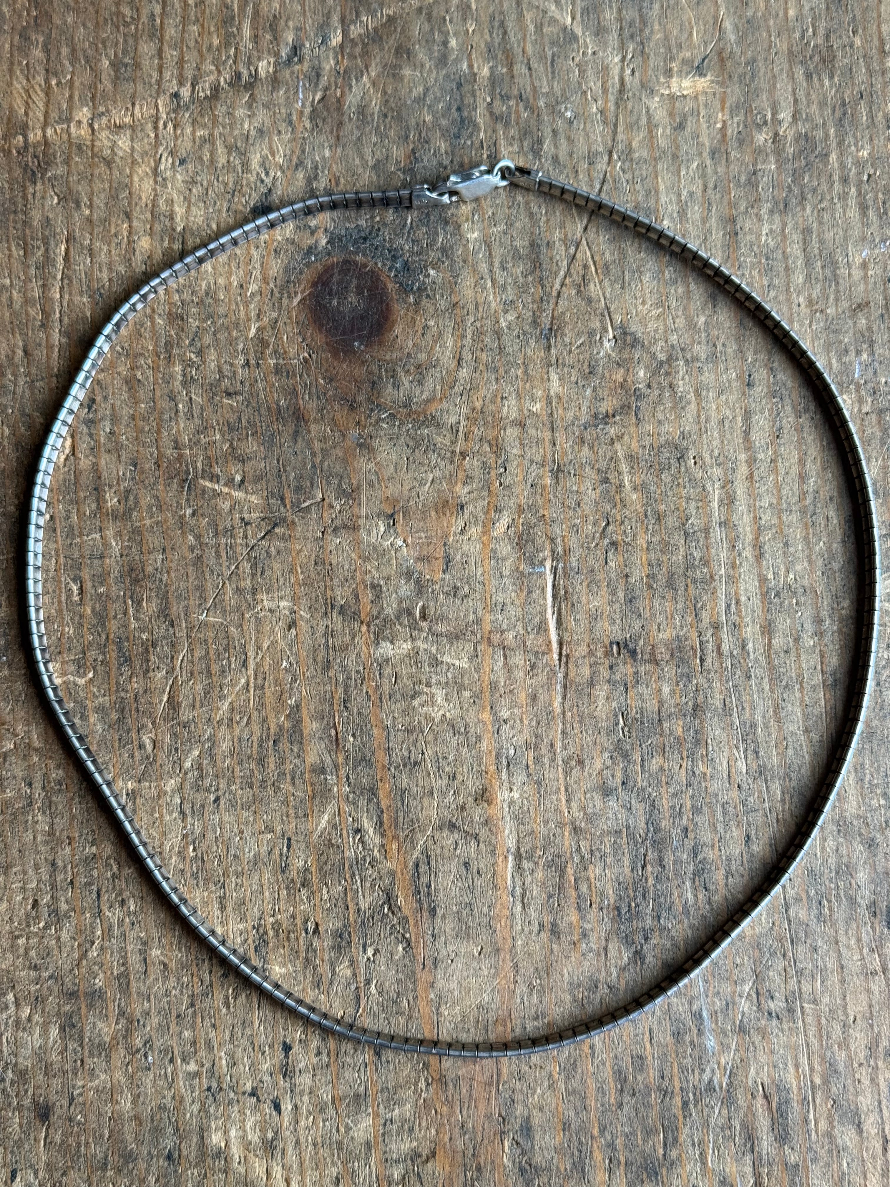 Vintage Sterling Silver 16” Square Box Collar