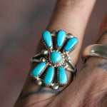Vintage Sterling Turquoise Cluster Ring 5.5