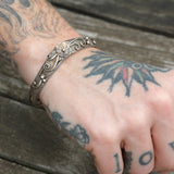 Vintage STerling Silver Blossom Feather Cuff