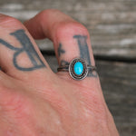 Vintage Sterling Turquoise Roper Ring 7.5