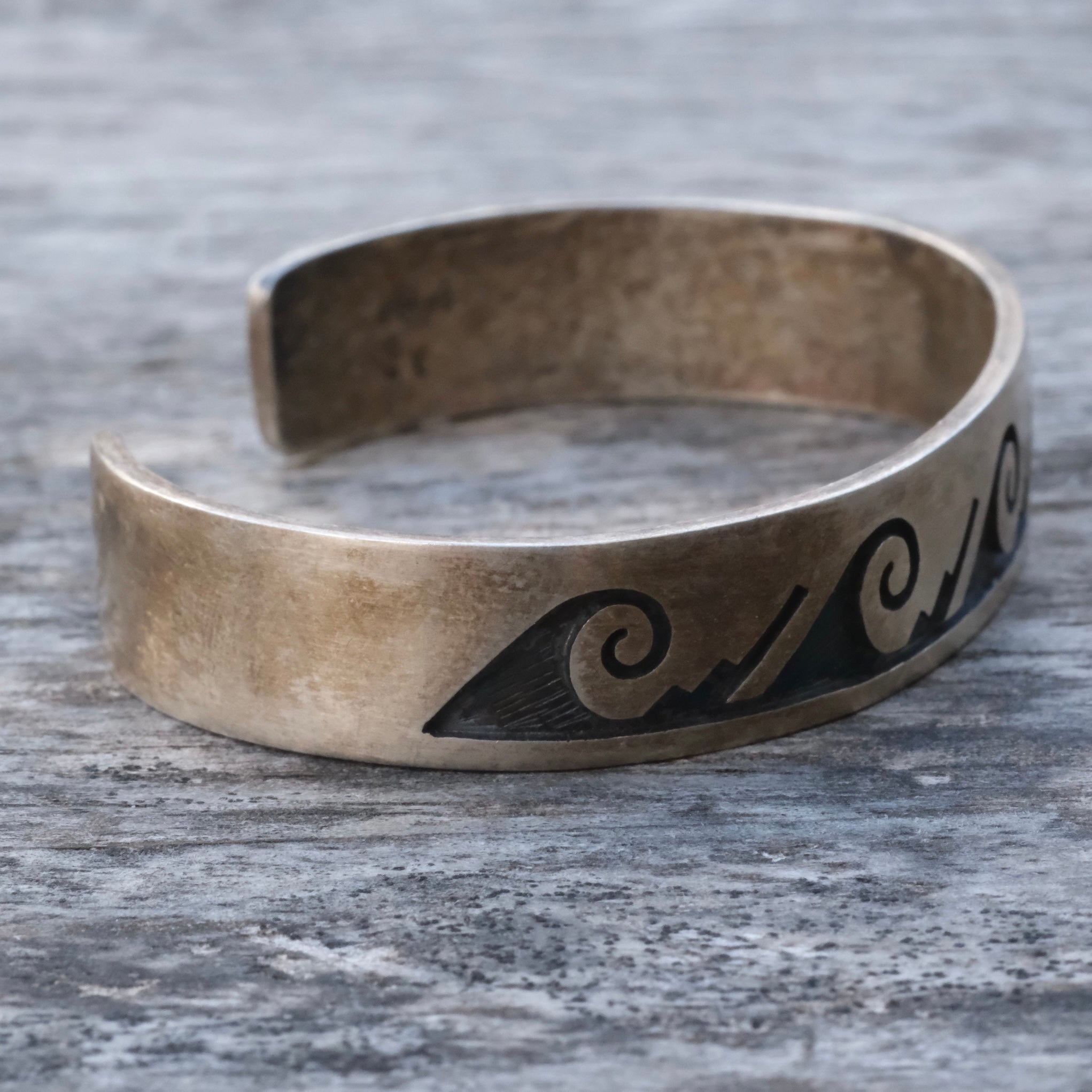 Vintage Sterling Stamped Cuff Bracelet