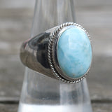 Vintage Sterling Lapis Cabochon Ring 8.25