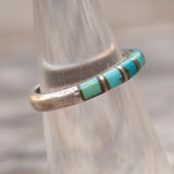 Vintage Sterling Turquoise Inlay Band 4.25