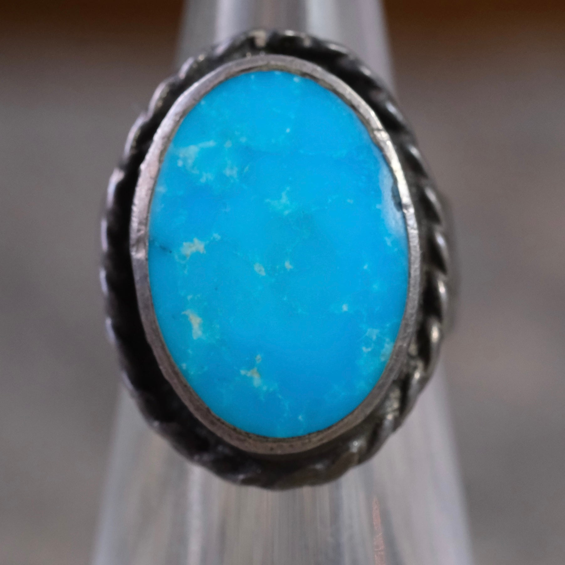 Vintage Sterling Turquoise Roper Ring 3