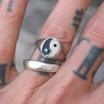 Vintage Sterling Yin Yang Signet Ring 9.25