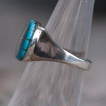 Vintage Sterling Turquoise Inlay Pinwheel Ring 5.5