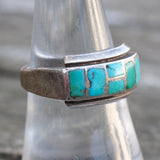 Vintage Sterling Turquoise Inlay Band 7.75