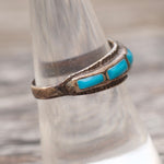 Vintage Sterling Turquoise Inlay Band 7.75