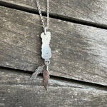 Vintage Sterling 2-Stone Turquoise Feather Necklace