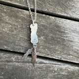 Vintage Sterling 2-Stone Turquoise Feather Necklace