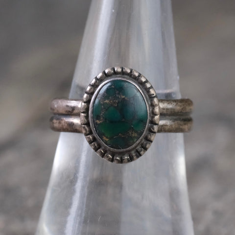 Vintage Sterling Turquoise Ring 7.75